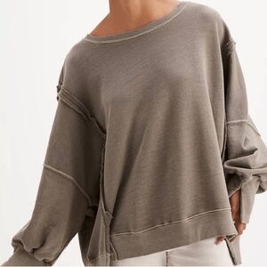 Free People We The Free Camden oversized sweatshirt in grey/green